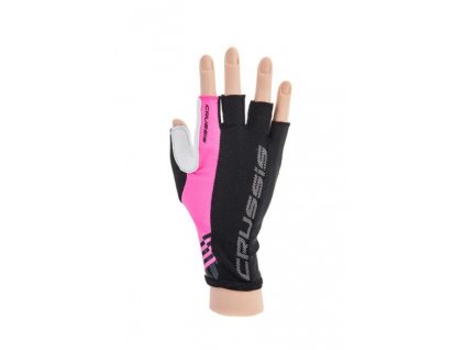 CRUSSIS cyklo rukavice čierne/ružová fluo, vel. XL