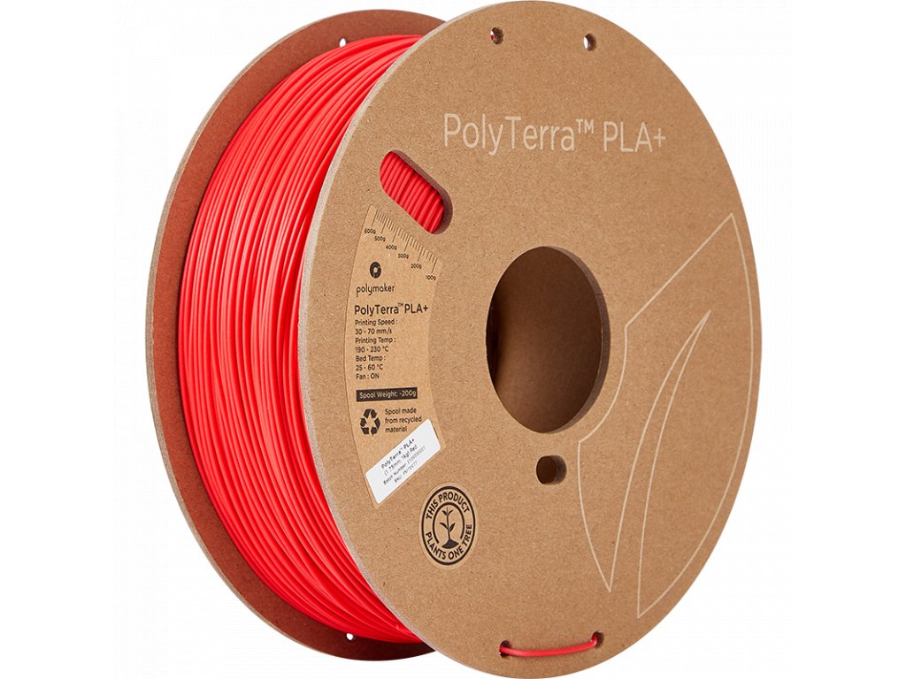 Polymaker Polyterra PLA+ červená 1,75mm 1kg