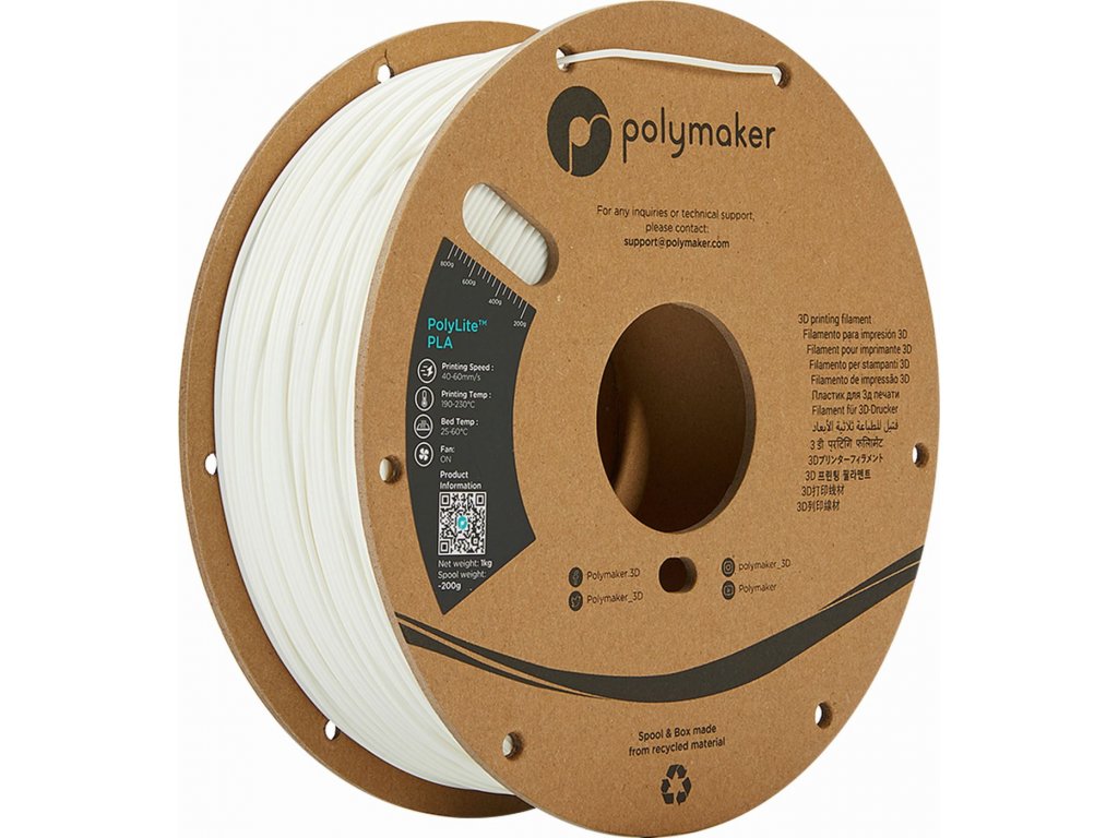 Polymaker PolyLite PLA bílá 1,75mm 1kg