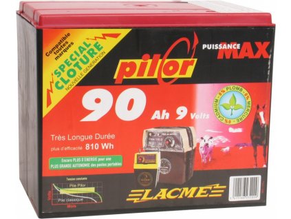 Baterie PILOR 9V/90Ah pro elektrický ohradník