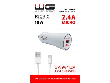 USB Charger 2,1A + MICRO-USB Cable (Bílá)
