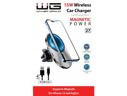 Bezdrátová autonabíječka WG 27 pro iPhony podporující MagSafe - 15W