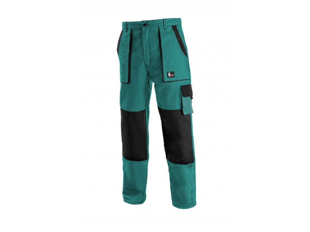 Montérkové kalhoty do pasu JOSEF LUX na výšku 194 cm zeleno/černé