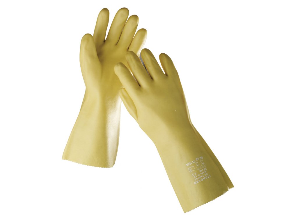 Pracovní rukavice máčené v PVC STANDARD 35 cm žlutá