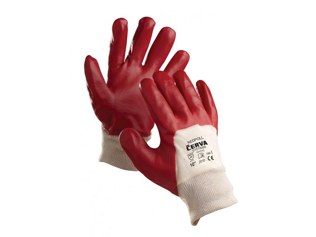 Pracovní rukavice šité máčené v PVC REDPOL