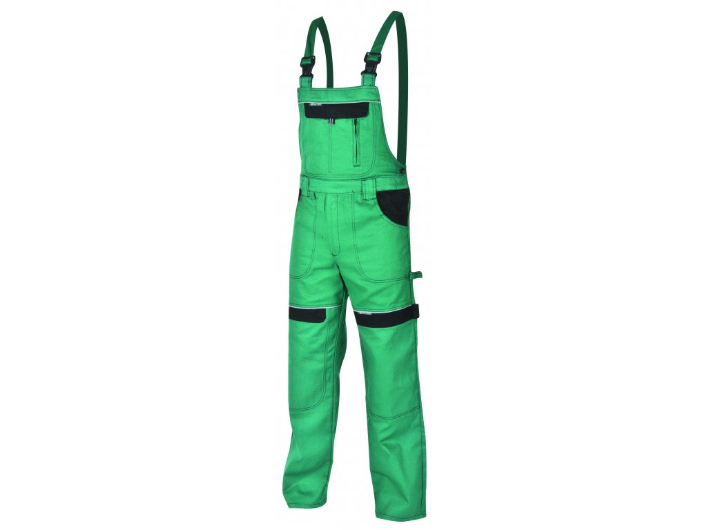 Montérkové kalhoty s laclem COOL TREND na 194 cm zelená/černá