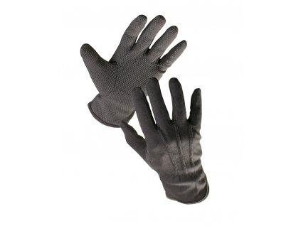 Pracovní rukavice textilní šité povrstvené s PVC terčíky BUSTARD černá