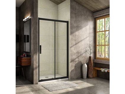 H K - Luxusní posuvné sprchové dveře ALTO BLACK 156- 160x195cm L/P se Soft close zavíráním SE-ALTOBLACK160SET