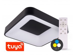 SMART TUYA Černé LED stropní svítidlo hranaté 500x500mm 48W CCT s DO