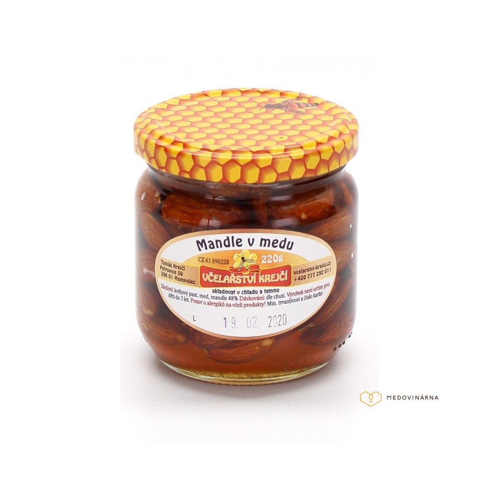Včelařství Krejčí - Mandle v medu - 0,22 kg