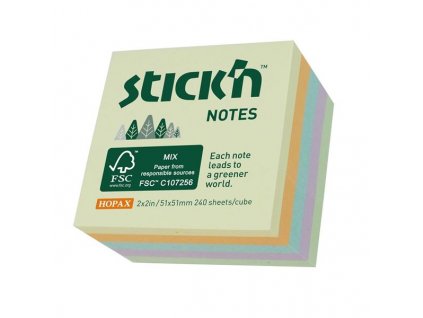Bloček Stick'n by Hopax FSC, více rozměrů, pastelový (Rozměr 51x51 mm)