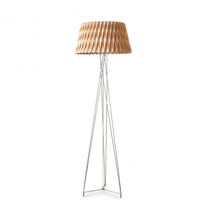 Designová stojací lampa z dřevěné dýhy Lola Floor (Barva nohy Matný nikl, Dekor Přírodní bukové dřevo)