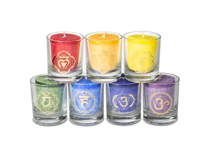 Čakrové vonné svíčky ve skle (Barva 7. čakra - fialová)