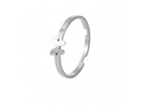 Prsten mini motýlek ve stříbrné barvě  nerezová ocel, nastavitelná velikost