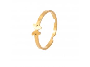 Prsten mini motýlek ve zlaté barvě  nerezová ocel, nastavitelná velikost