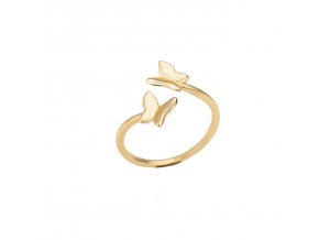 Prsten radostní motýlci ve zlaté barvě  nerezová ocel, nastavitelná velikost
