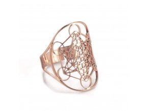 Prsten Metatronova kostka v barvě růžového zlata  nerezová ocel, nastavitelná velikost
