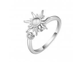Antistresový prsten se sluníčkem ve stříbrné barvě  nastavitelná velikost, nerezová ocel