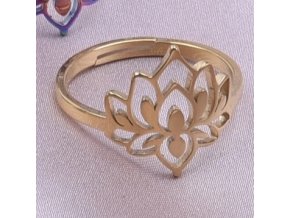 Prsten lotos ve zlaté barvě  nerezová ocel, nastavitelná velikost