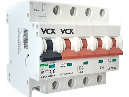 Odpínač s vypínací spouští VCX CKYB63+MX+OFF PV 4P 32A 1000V DC
