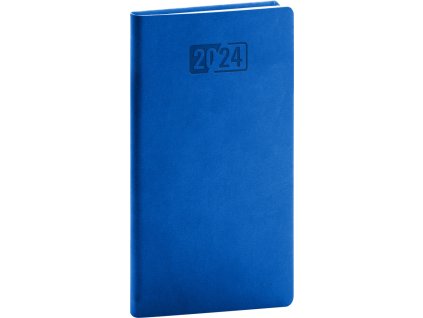 Vreckový diár Aprint 2024, modrý, 9 × 15,5 cm