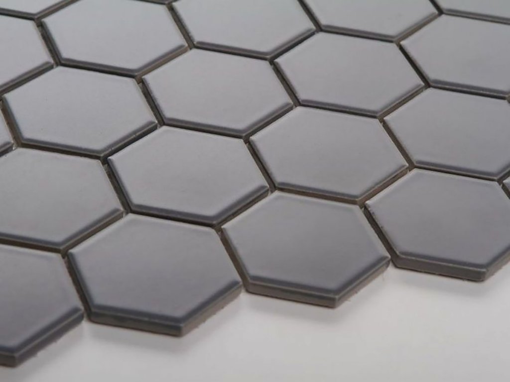mozaika hexagon velky seda mat podlaha