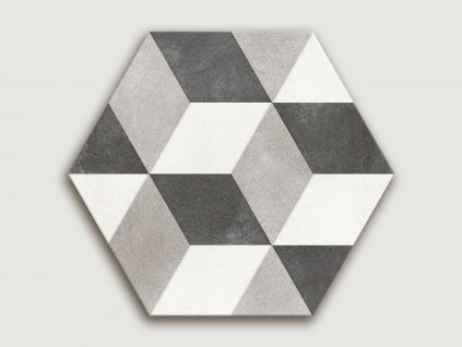 hexagon cube b&w dlazba kremova sestiuhelnikova matna 01