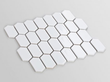 mozaika hexagon podlouhly sestiuhelnik bila lesk 20