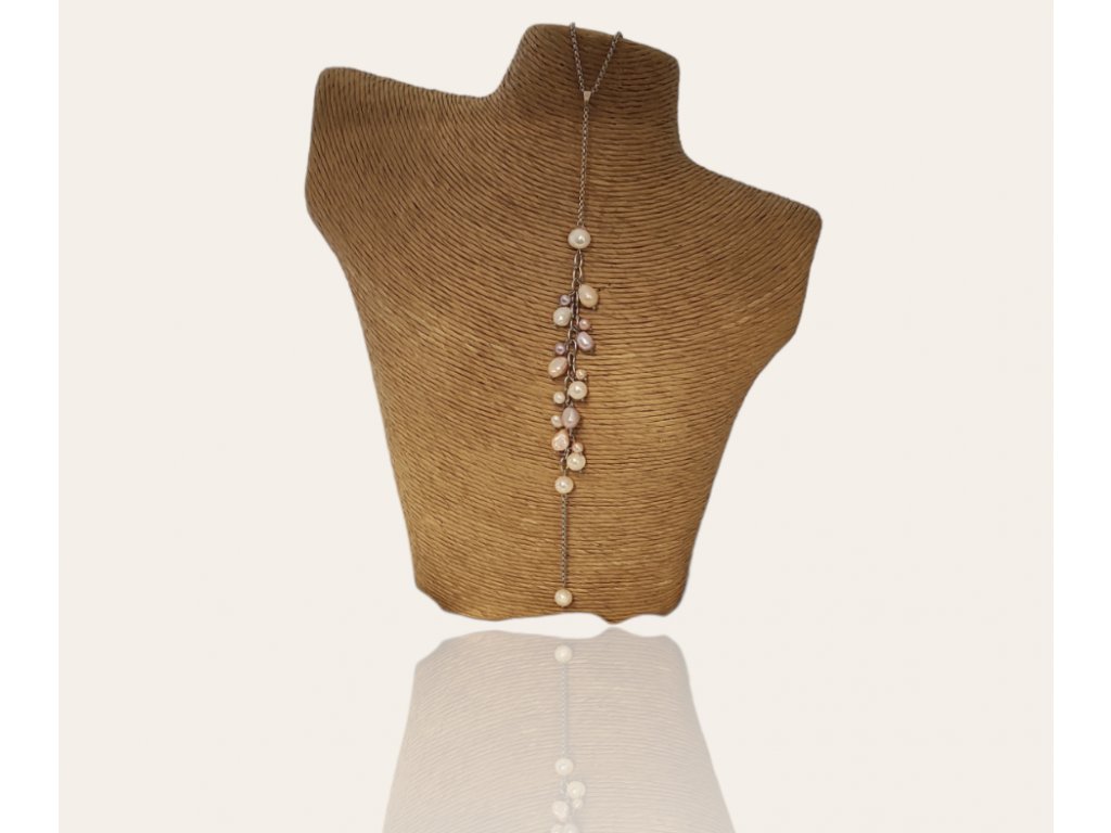 Dlouhý náhrdelník říční perly světlejší (1)