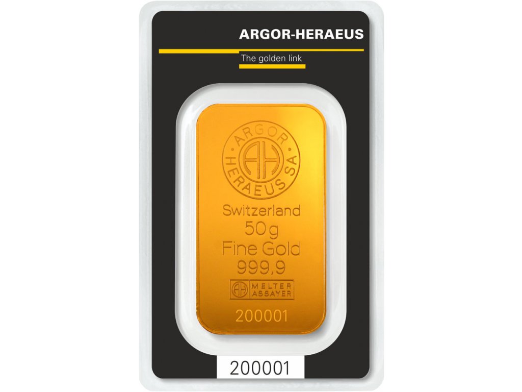 51 zlaty slitek argor heraeus 50 g