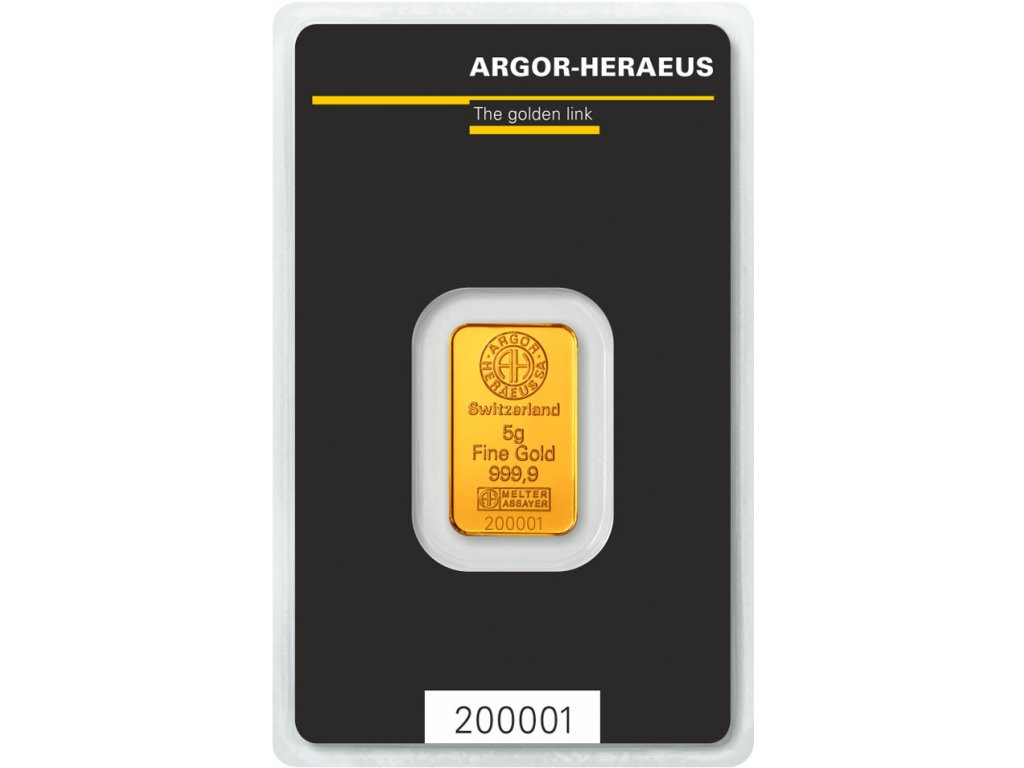 87 zlaty slitek argor heraeus 5 g