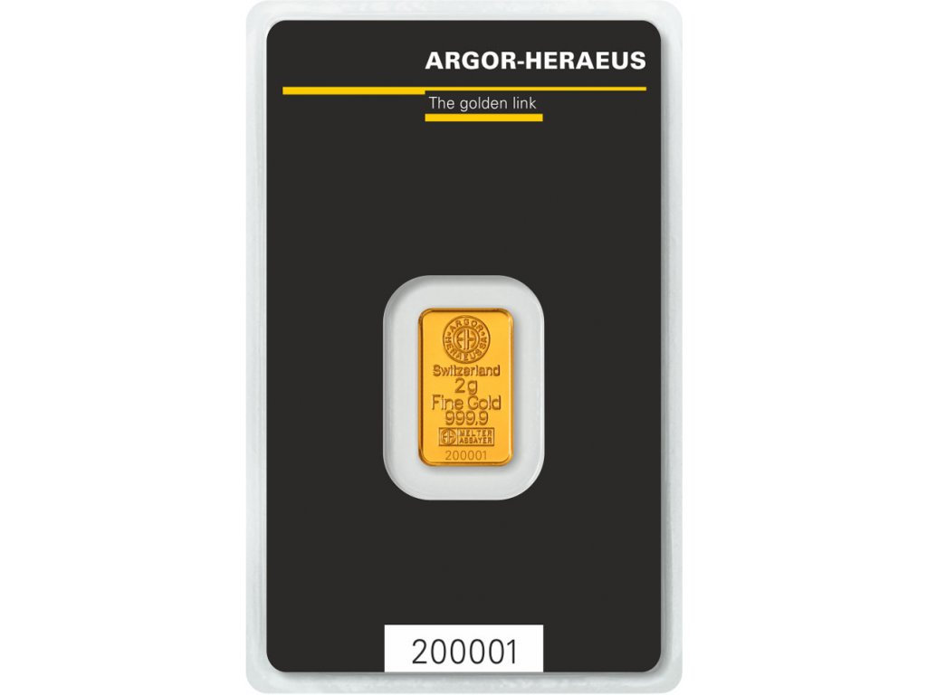 93 zlaty slitek argor heraeus 2 g