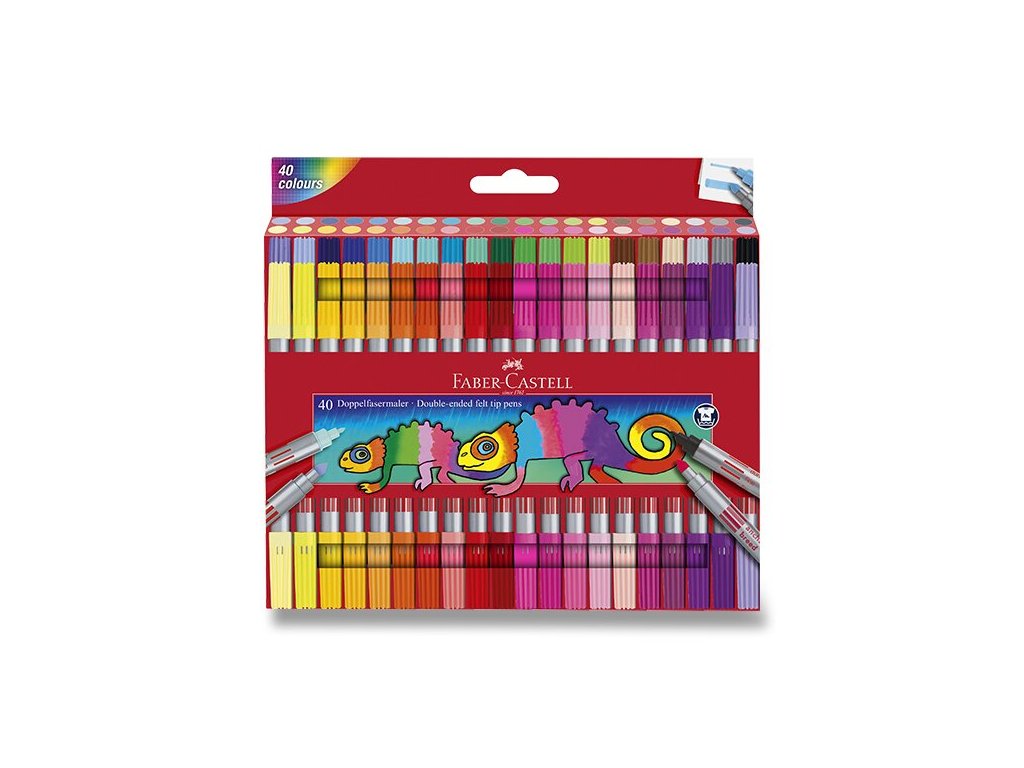 Oboustranné dětské fixy Faber-Castell 40 barev