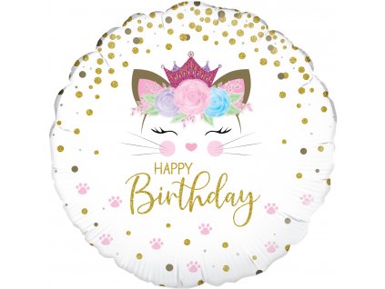 Floral Kitten Birthday Holographic Oaktree Foil balloons