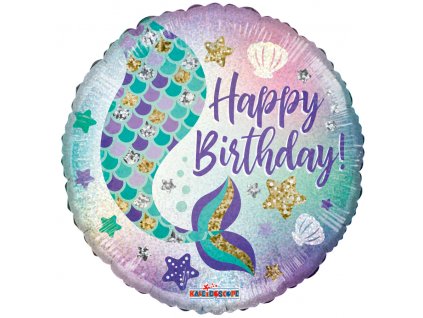 Birthday Mermaid Holographic Round Foil balloons