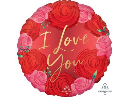 I love You Satin Circled in Roses Foil balloons