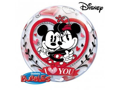 minnie mickey i love you bubble balloon 22 56cm qualatex 21892