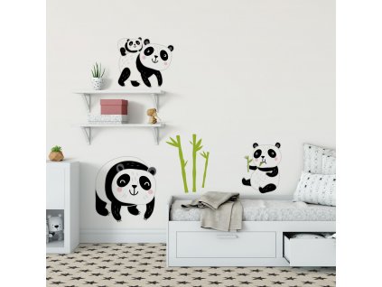 pandici rodinka ekologicke samolepky na zed prelepovaci pandy na stene v interieru detskeho pokoje