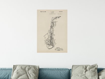 plakat saxofon patent samolepici dekorace