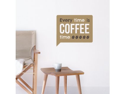 vtipna textova samolepka na zed na tema kavy nad stolkem s kavou