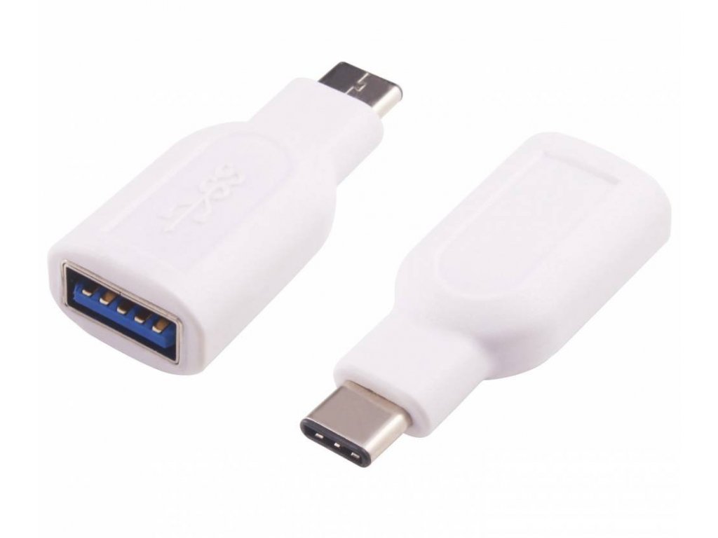 Adaptér USB-C/male - USB3.0 A/female, OTG, bílá (kur31-14)