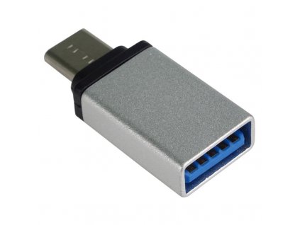Adaptér USB-C/male - USB3.0 A/female, stříbrný, OTG (kur31-05)