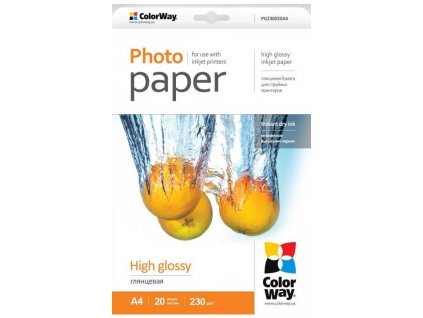 ColorWay fotopapír/ high glossy 230g/m2, A4/ 20 ks (PG230020A4)