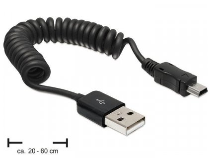 Delock kabel USB 2.0 A samec > USB mini samec, kroucený kabel (83164)