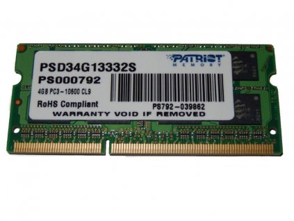 Patriot Signature DDR3 4GB 1333MHz 2R SODIMM (PSD34G13332S)