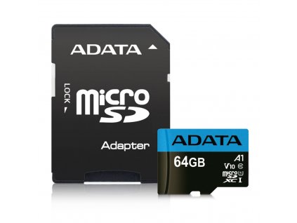 ADATA Premier microSDXC 64GB UHS-I Class10 A1 85/25MB/s + SD adaptér (AUSDX64GUICL10A1-RA1)