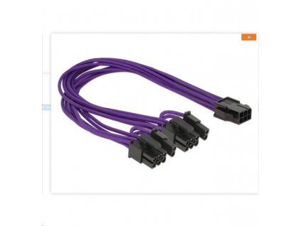 Delock napájecí kabel PCI Express 6 pin samice > 2 x 8 pin samec textilní stínění fialové (83704)