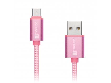 Connect IT Wirez Premium Metallic USB-C, datový kabel USB-C, růžovo zlatý, 1 m (CI-667)