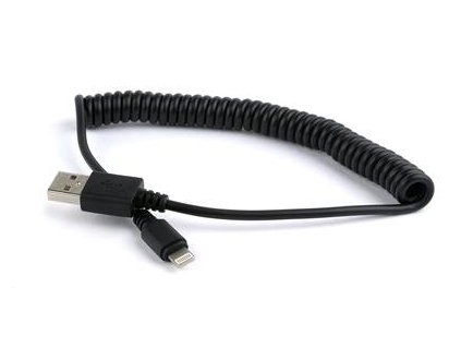 USB A Male/Lightning Male, 1,5m, černý, kroucený (CC-LMAM-1.5M)