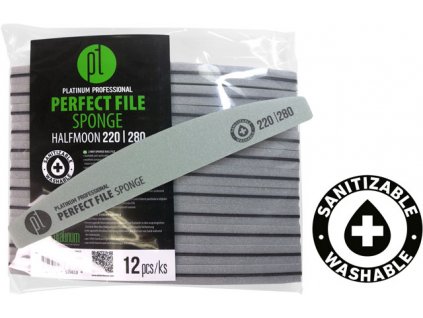 Platinum Perfect File Sponge Halfmoon 220/280 - pěnový pilník - Zebra - sada 12 ks